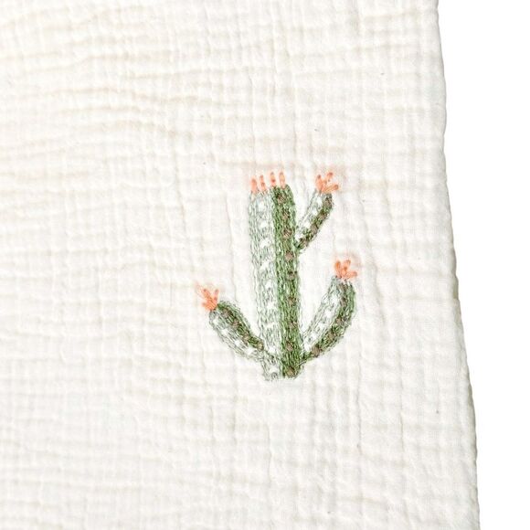 Pottery Barn Kids 100% Cotton Cactus Embroidered Lightweight 30x40 Inch Blanket. - Picture 3 of 6